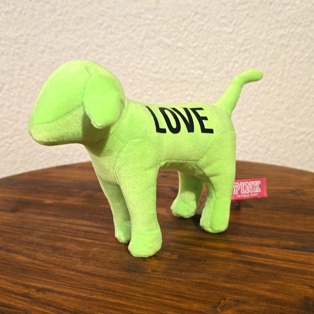 PINK Victoria's Secret LIME Green plush Dog Collector's  Excellent condition!